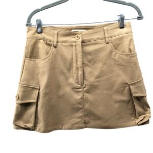 All Row Cargo Mini Skirt Womens M Tan Utility Khaki Stretch
